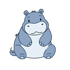 Cute vector illustration of a Hippo for toddlers story books
