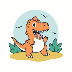 Obraz premium Cute Dino for toddlers story books vector illustration