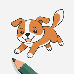 Obraz premium Vector illustration of an endearing Dog for kids' bedtime stories