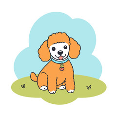 Vector illustration of a cute Poodle for children
