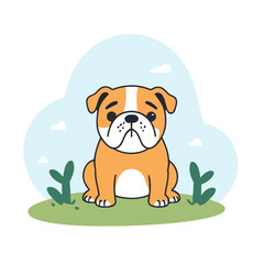 Cute Bulldog for toddlers' playful adventures vector illustration