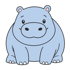 Cute Hippo for toddlers vector illustration