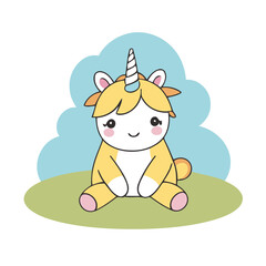 Vector illustration of an adorable Unicorn for young readers' books