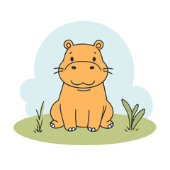 Cute vector illustration of a Hippo for children book