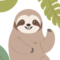 Cute Sloth for kids' storytelling vector illustration