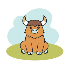 Cute Yak for toddlers story books vector illustration