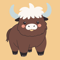 Cute Yak for kids vector illustration