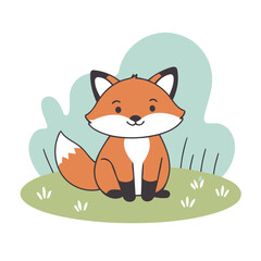 Cute Fox vector illustration for kids story book