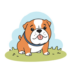 Cute vector illustration of a Bulldog for kids