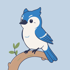 Cute BlueJay for preschoolers' storybook vector illustration