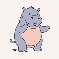 Cute vector illustration of a Hippo for youngsters' picture books