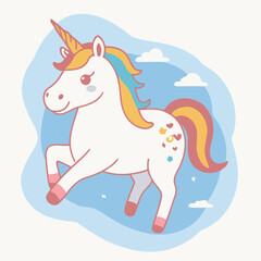 Vector illustration of a cute Unicorn for kids
