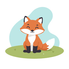 Cute Fox vector illustration for kids story book