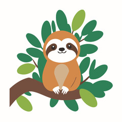Cute Sloth for preschoolers' storybook vector illustration