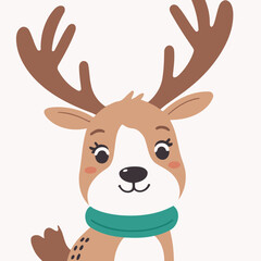 Cute Reindeer for children's literature vector illustration