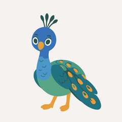 Cute vector illustration of a Peacock for children book