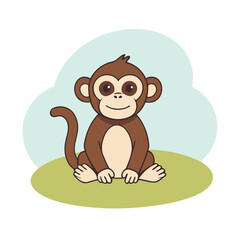 Obraz premium Vector illustration of a lovable Monkey for children's picture books