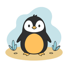 Fototapeta premium Cute Penguin for toddlers story books vector illustration