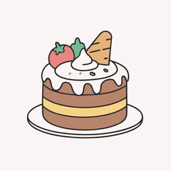 Cute Cake for toddlers story books vector illustration