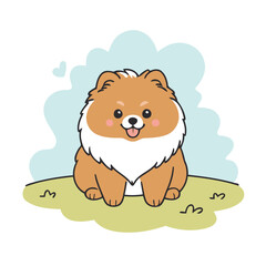 Cute Pomeranian for children's literature vector illustration