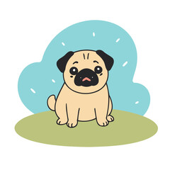 Cute Pug vector illustration for kids' adventure tales