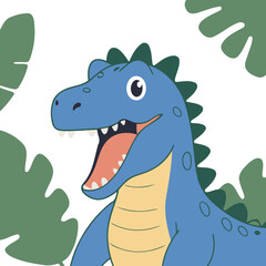 Cute vector illustration of a Dino for toddlers