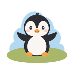 Cute vector illustration of a Penguin for youngsters' imaginative stories
