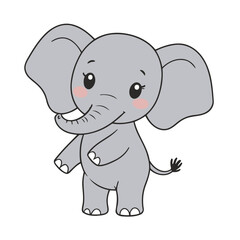 Cute Elephant for young readers' picture book vector illustration