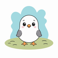 Cute vector illustration of a Seagull for children story book