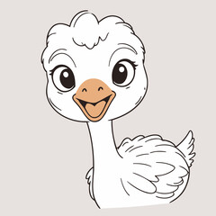 Vector illustration of a cute Ostrich for toddlers books