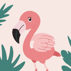 Vector illustration of a cute Flamingo for children book