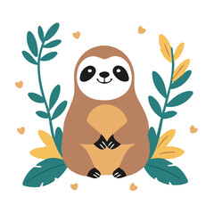 Vector illustration of a cute Sloth for kids books