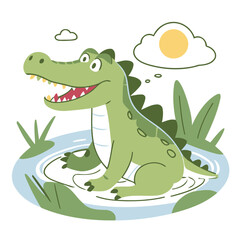 Vector illustration of an endearing Alligator for kids' bedtime stories