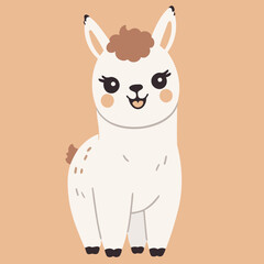 Obraz premium Cute vector illustration of a Alpaca for kids' reading time