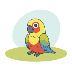 Cute vector illustration of a Parrot for toddlers