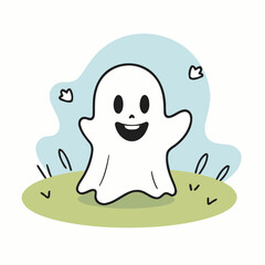 Cute Ghost for children's literature vector illustration