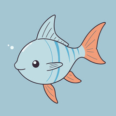 Cute vector illustration of a Swordtail for toddlers story books