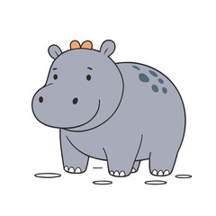 Cute Hippo for young readers' picture book vector illustration
