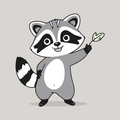 Cute vector illustration of a Raccoon for kids' reading time