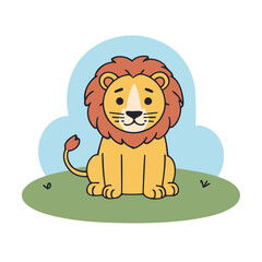 Vector illustration of a cute Lion for children book