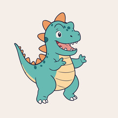 Cute vector illustration of a Dino for early readers' delight