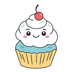 Vector illustration of a cute Cupcake for children story book
