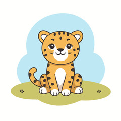 Cute vector illustration of a Cheetah for children book
