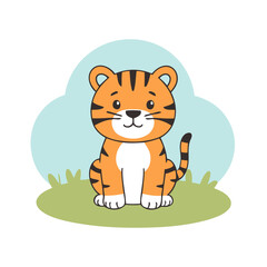 Cute Tiger vector illustration for kids story book
