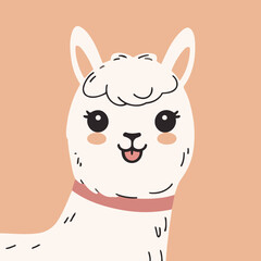 Vector illustration of a cute Alpaca for toddlers books