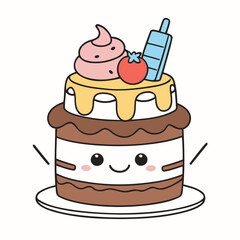 Cute Cake for children book vector illustration