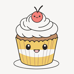 Vector illustration of a cute Cupcake for kids