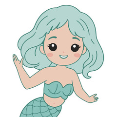 Vector illustration of a cute Mermaid for kids story book