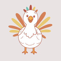 Cute vector illustration of a Turkey for children story book