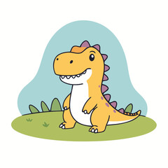 Vector illustration of a cute Dino for toddlers story books